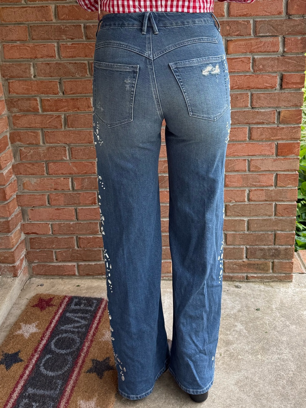Good American Dolly Joleans Crystal Wide Leg Jeans. 4/27 FLAWS read description - Picture 13 of 13